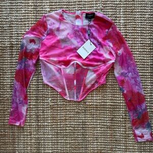 Bardot Lena Mesh Corset Top in Wildflower